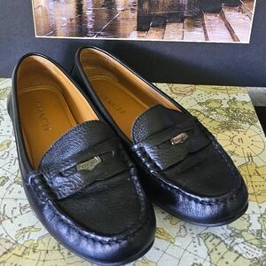 Coach black leather moccasins, size 6.5 B